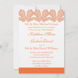 Invitación a la boda del naranja Paisley
