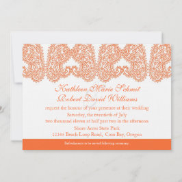 Invitación a la boda del naranja Paisley