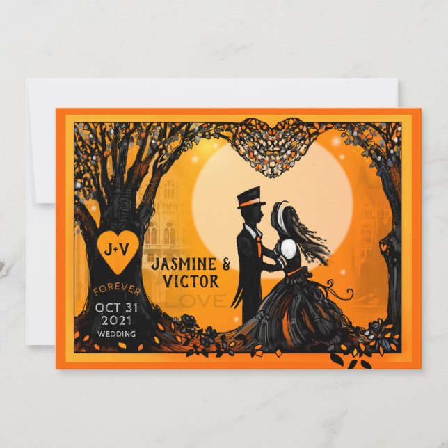 Invitación a la boda del Naranja Romance de otoño (Anverso)