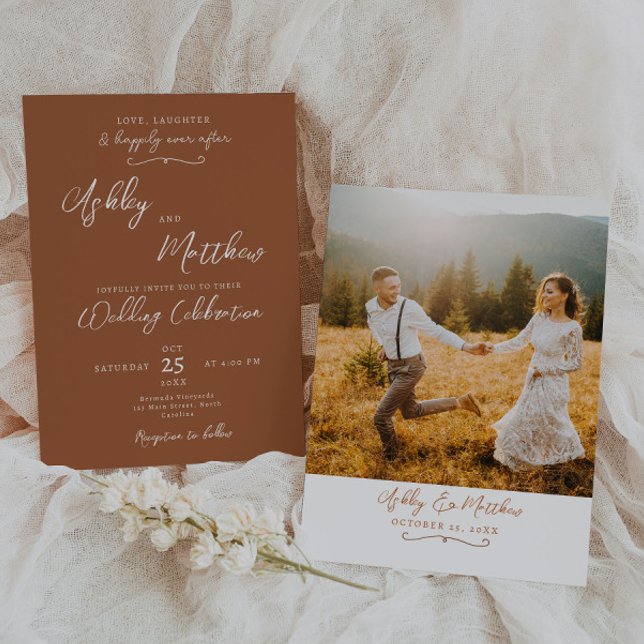 Invitación a la boda del naranja Terracaotta Boho (Subido por el creador)