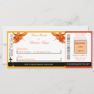 Invitación a la boda del naranja Tiger Lill Boardi