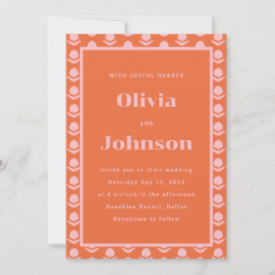 Invitación a la boda del naranja Tulip Flower