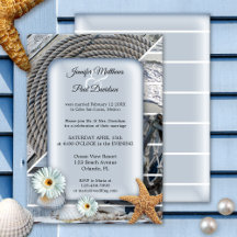 Invitación a la boda del Nautical Beach Dusty Blue