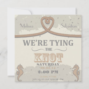Invitación a la boda del nudo de arena de la playa