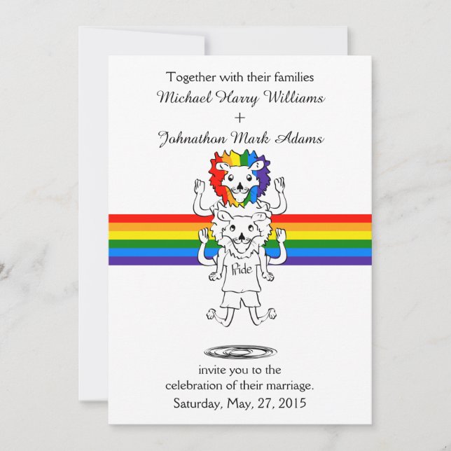 Invitación a la boda del Orgullo Gay del Arcoiris  (Anverso)