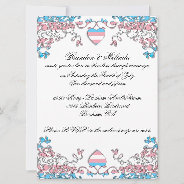 Invitación a la boda del Orgullo Transgénero (Anverso)