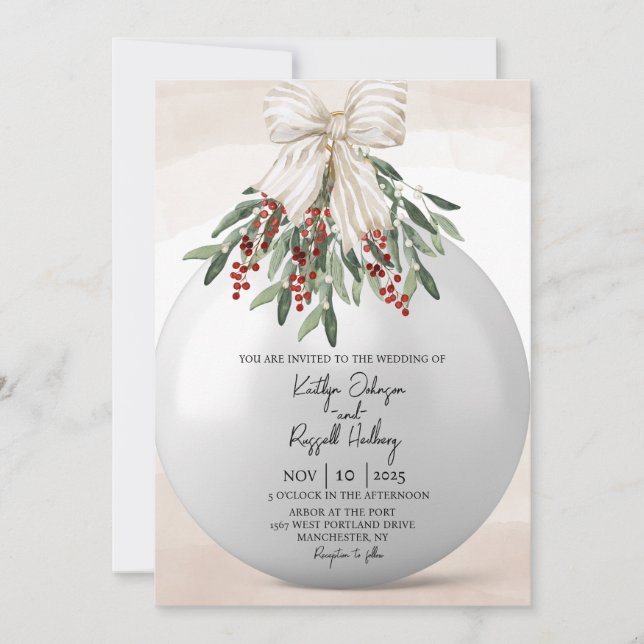 Invitación a la boda del Ornamento de Navidad de H (Anverso)