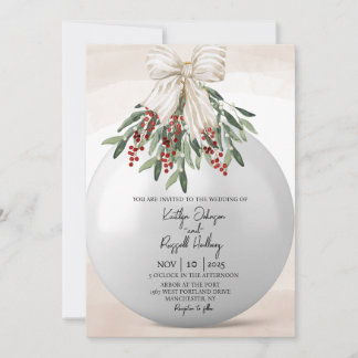 Invitación a la boda del Ornamento de Navidad de H