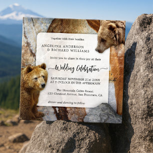 Invitación a la boda del oso de granito industrial