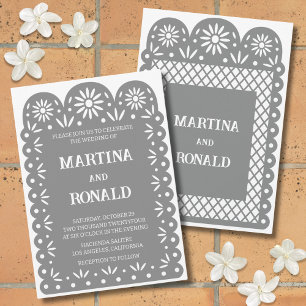 Invitación a la boda del papel de México gris