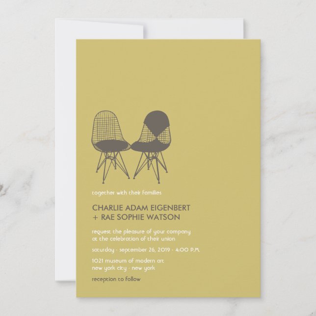 Invitación a la boda del par de nombres de la sill (Anverso)