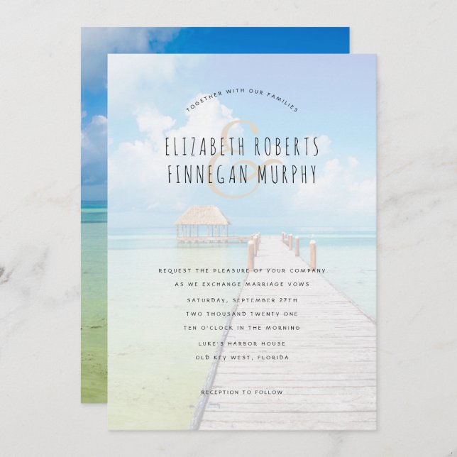 Invitación a la boda del Paraíso Tropical de Tiki  (Anverso / Reverso)