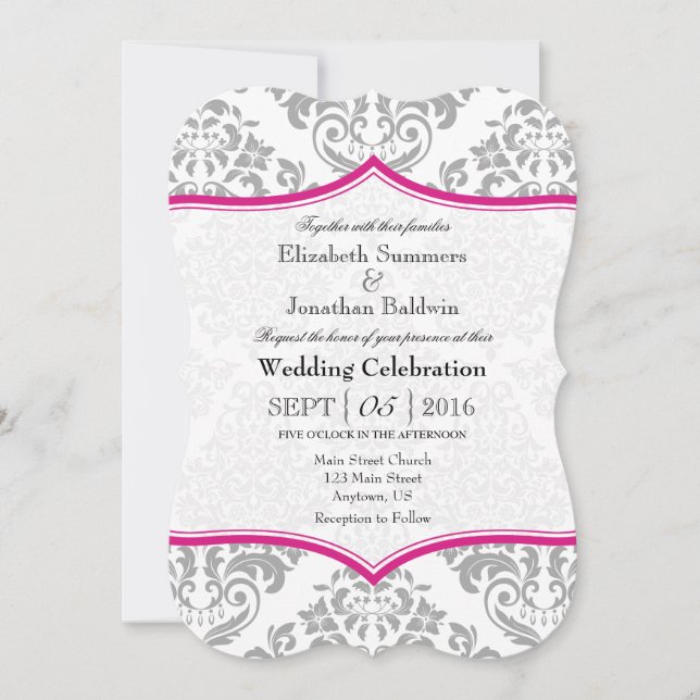 Invitación a la boda del paréntesis de Damasco gri (Anverso)