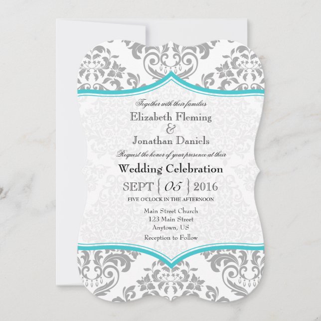 Invitación a la boda del paréntesis de Damasco gri (Anverso)
