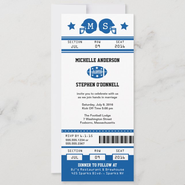 Invitación a la boda del partido de fútbol (Anverso)