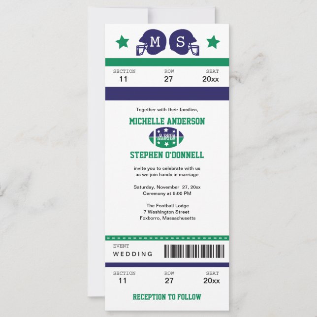 Invitación a la boda del partido de fútbol (Anverso)