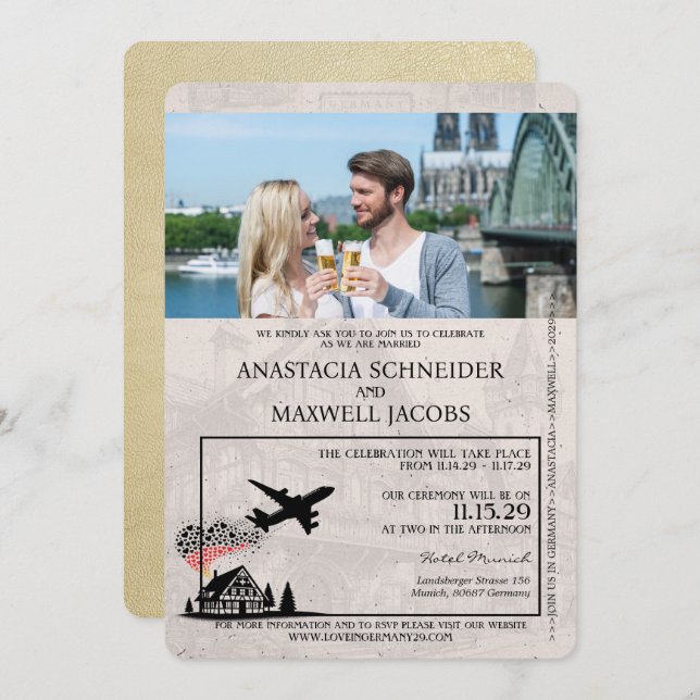 Invitación a la boda del pasaporte alemán de Champ (Anverso / Reverso)