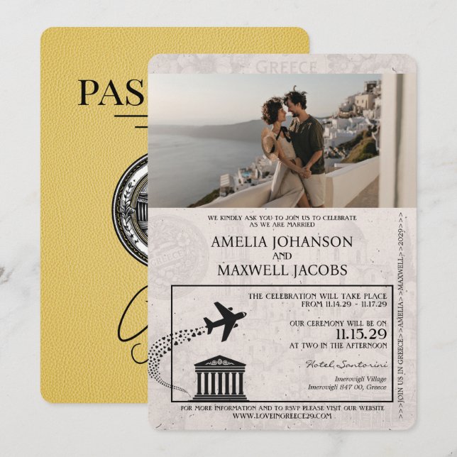 Invitación a la boda del pasaporte de Grecia amari (Anverso / Reverso)