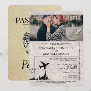 Invitación a la boda del pasaporte de la Polonia d
