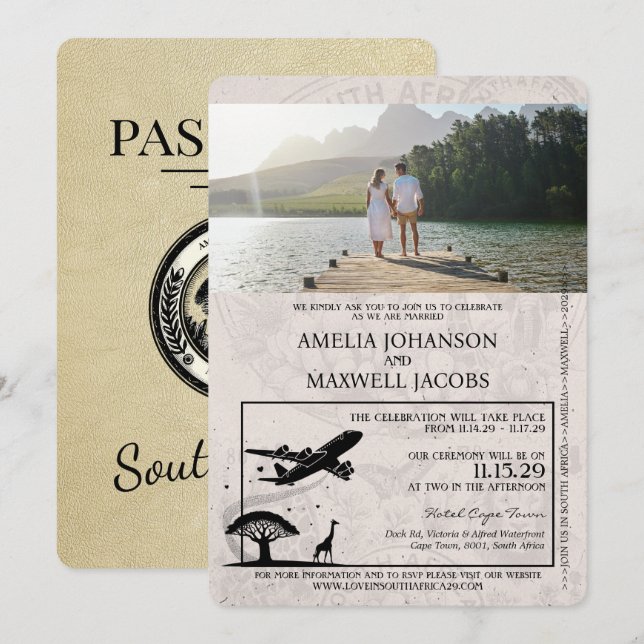 Invitación a la boda del pasaporte sudafricano en  (Anverso / Reverso)