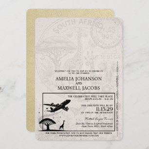 Invitación a la boda del pasaporte sudafricano en