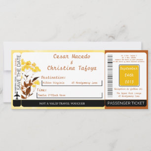 Invitación a la boda del Pase de abordaje P amaril