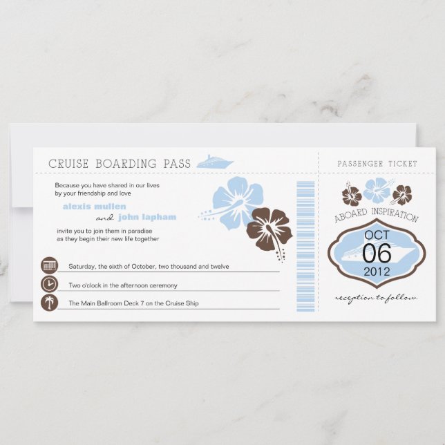 Invitación a la boda del pase de crucero (Anverso)