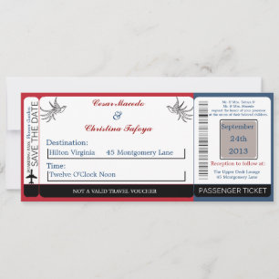 Invitación a la boda del Pase de Embarque B rojo d