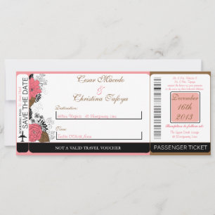 Invitación a la boda del Pase de Embarque Marrón d