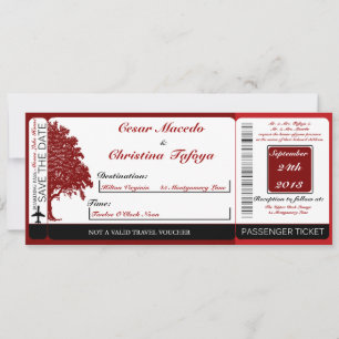 Invitación a la boda del Pase de Embarque Rojo de 
