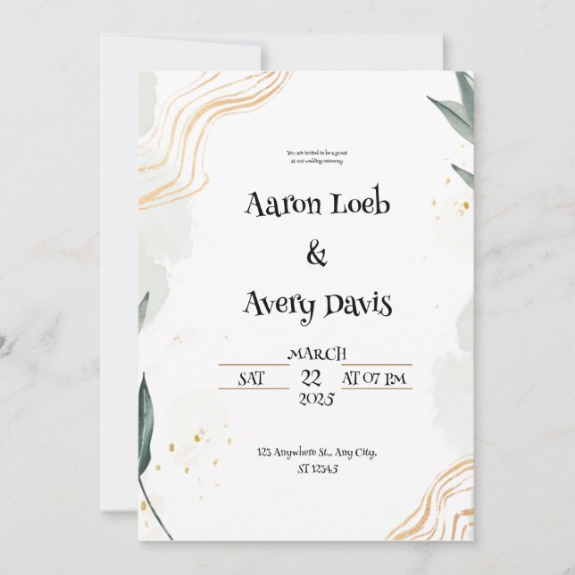 Invitación a la boda del Pastel Gris Blanco (Anverso)