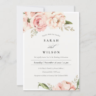 Invitación a la boda del Pastel Soft Rubor Peach P