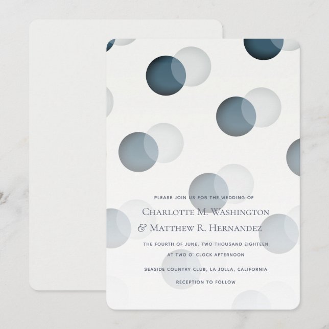 Invitación a la boda del patrón de dot gris de la  (Anverso / Reverso)