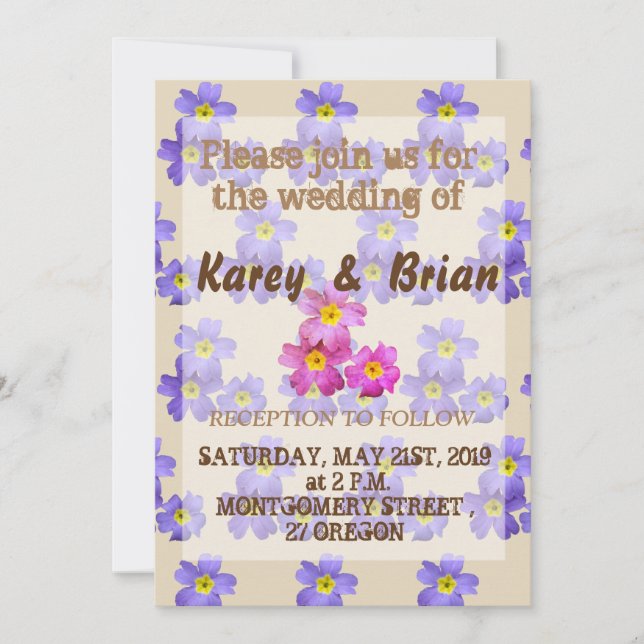 Invitación a la boda del patrón de flores (Anverso)