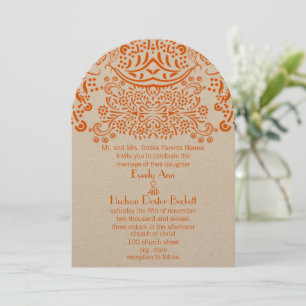 Invitación a la boda del patrón de naranja Mehndi
