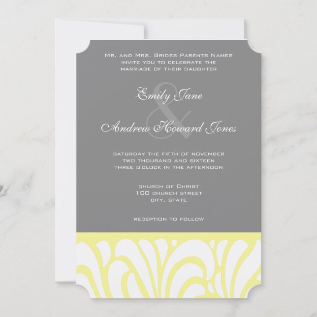 Invitación a la boda del patrón de rotación amaril (Anverso)