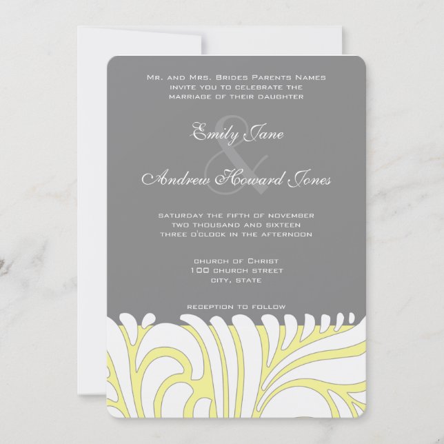 Invitación a la boda del patrón de rotación amaril (Anverso)