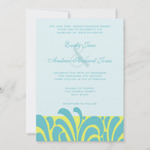 Invitación a la boda del patrón de spicy Aqua Lime