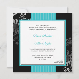 Invitación a la boda del patrón ordenado Verde azu