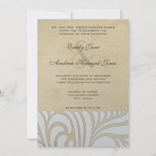 Invitación a la boda del patrón Swirl Silver & Tan