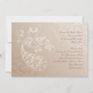 Invitación a la boda del pavo real, estilo alpano