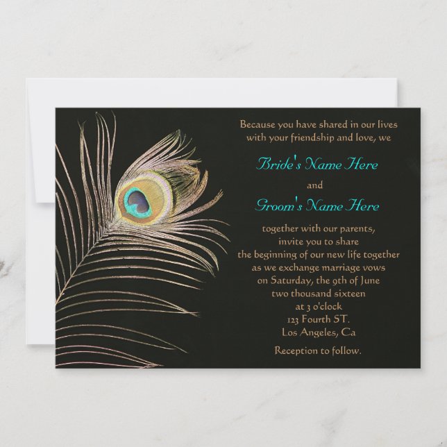 Invitación a la boda del Peackock negro (Anverso)