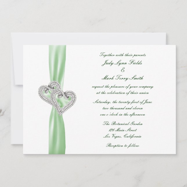 Invitación a la boda del personalizado Lime Hearts (Anverso)