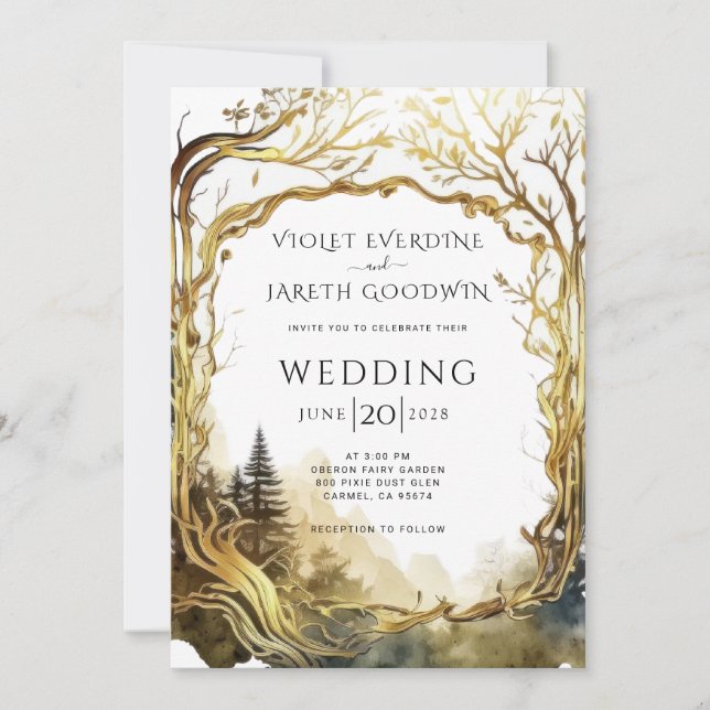Invitación a la boda del Portal de Oro Forestal en (Anverso)