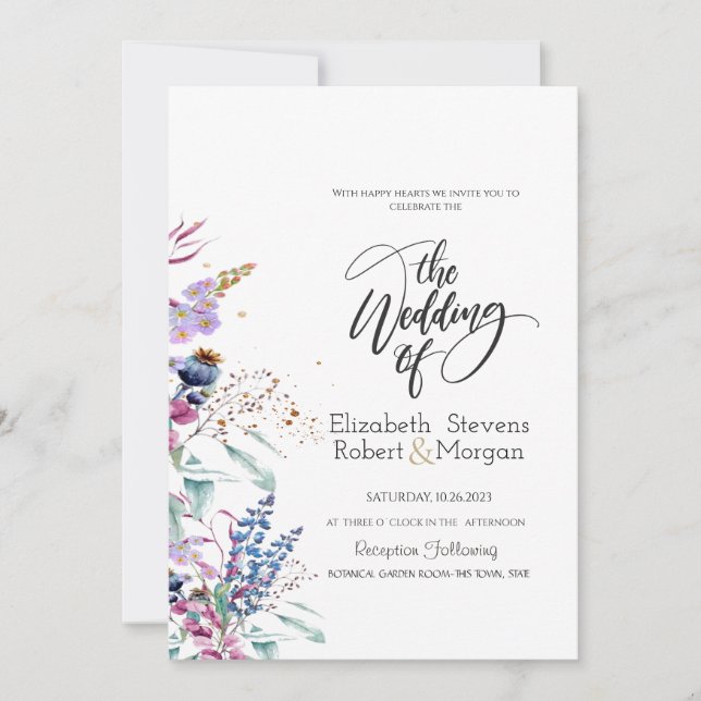 Invitación a la boda del prado de flores silvestre (Anverso)