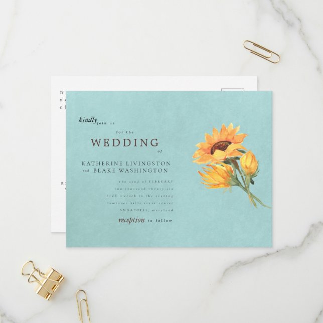 Invitación a la boda del presupuesto del girasol t (Anverso/Reverso In Situ)