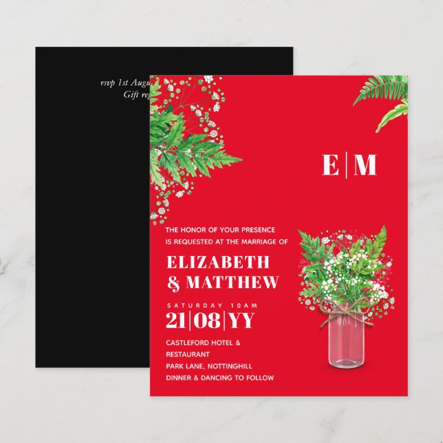 Invitación a la boda del presupuesto para las hoja (Anverso / Reverso)