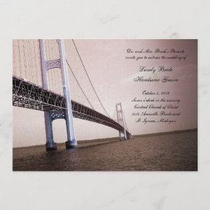 Invitación a la boda del puente mackinac Sepia
