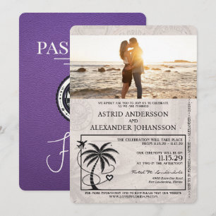 Invitación a la boda del Púrpura Florida Passport