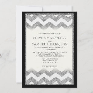 Invitación a la boda del Purpurina Chevron Silver